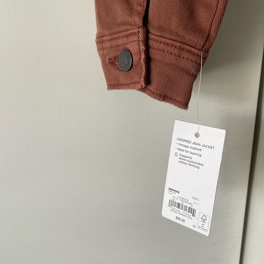 Sonoma Cropped Jean Jacket sz Large - Picture 5 of 5